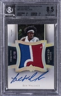 2004-05 UD "Exquisite Collection" Limited Logos #BW Ben Wallace Signed Game Used Patch Card (#31/50) – BGS NM-MT+ 8.5/BGS 10